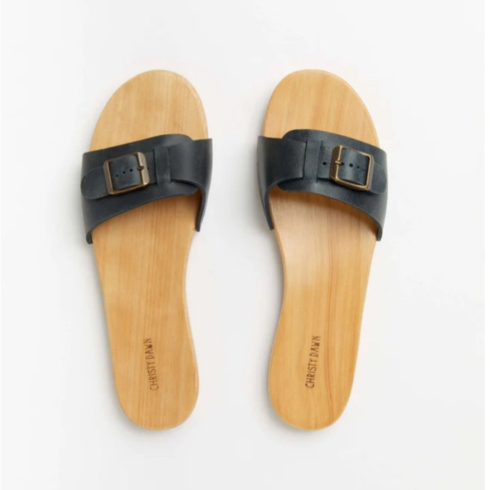 Christy Dawn Ventura Clogs slide sandals navy leather 9 slip on handmade